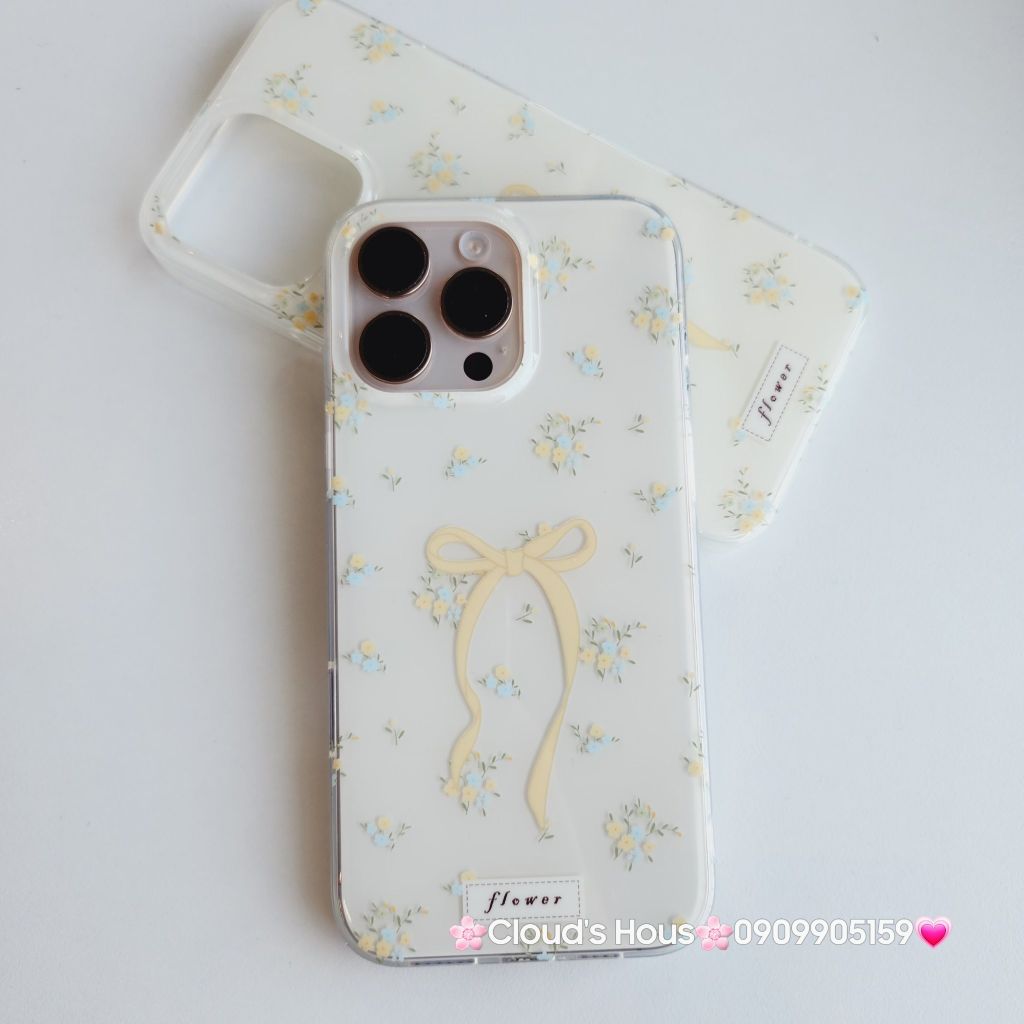 Case Ốp điện thoại iPhone Nơ Vàng Hoa nhí iPhone 12/13/14/15/16/Pro/Promax