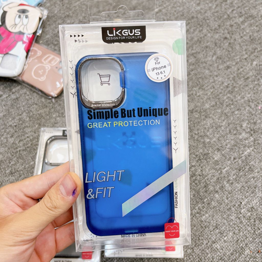 Case Ốp điện thoại iPhone Likgus Nhám Viền Camera Bạc Chống dựng iPhone 11/12/13/14/Pro/Promax