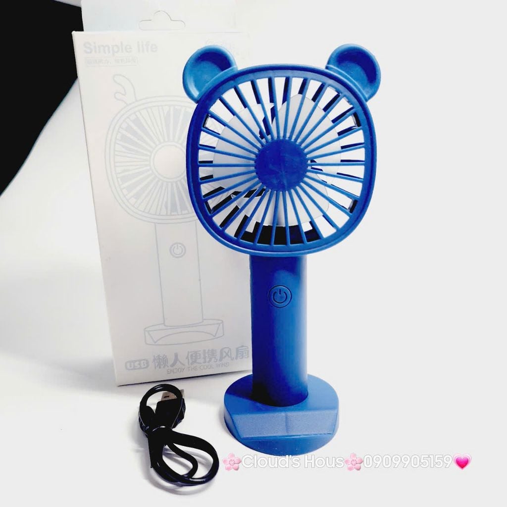 Mini Fan - Quạt Cầm Tay Tai Thú Nhiều Màu ( có đế rời để bàn)