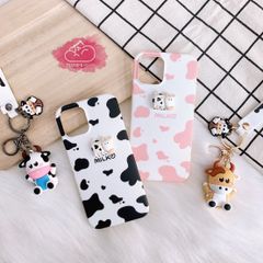 CASE IPHONE NHÁM BÓNG BÒ SỮA hồng - đen mini ICON NỔI