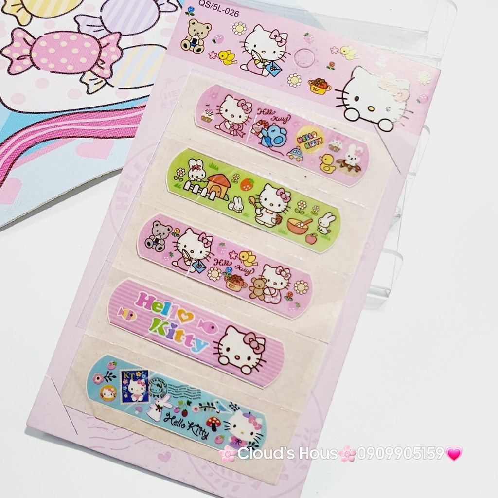 Băng keo cá nhân, dán vết thương Hello Kitty, Cú Mèo, Bọt Biển, One Piece,...