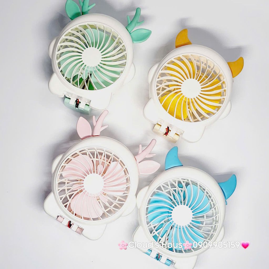 Mini Fan - Quạt Cầm Tay Có Tai Sừng Nhiều màu