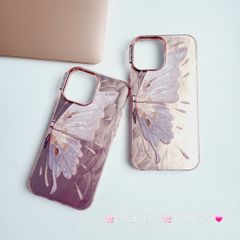 Case Ốp điện thoại iPhone Con Bướm Butterfly Hologram Nền Hồng iPhone 11/12/13/14/15/Pro/Promax