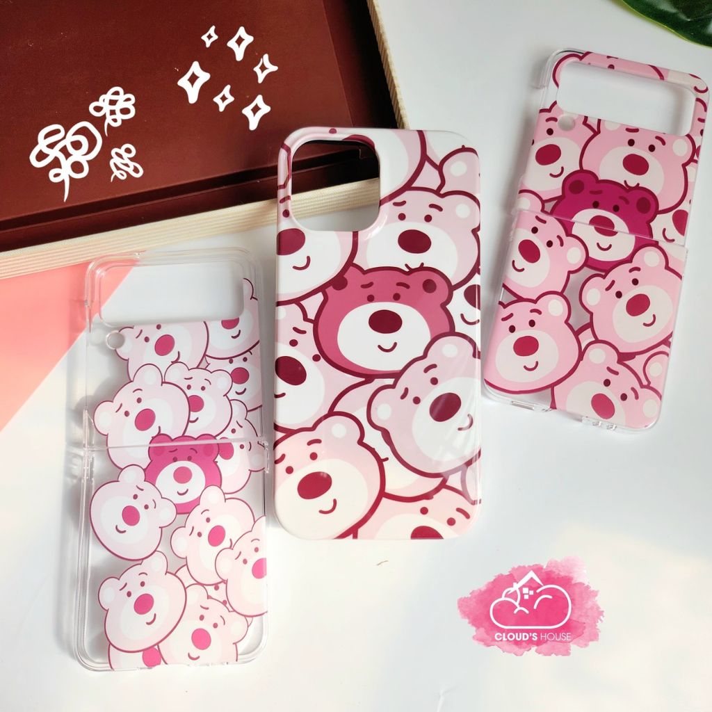 Case Ốp điện thoại iPhone Gấu dâu Lotso iPhone 11/12/13/14/Plus/Pro/Promax 2in1
