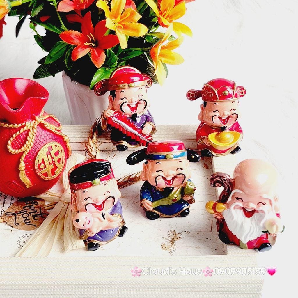 Bộ 5 Ông Tượng Thần Tài ( Phúc - Lộc - Thọ - Tài - Hỷ ) -trang trí nhà cửa