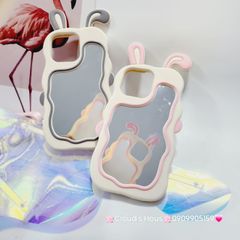Case Ốp điện thoại iPhone Su dẻo Tai Thỏ Gợn Sóng Lưng Gương iPhone 6P/7P/8P/X/Xs/XSMax/11/12/13/14/15/Pro/Promax