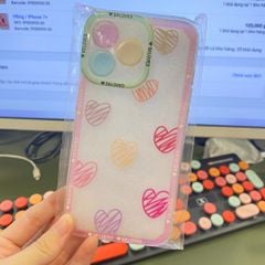 Case Ốp điện thoại iPhone Trong dẻo viền nhám in hình Trái tim kute viền cam màu