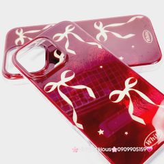 Case Ốp điện thoại iPhone Nơ Trắng Nền Đỏ White iPhone 12/13/14/15/16/Pro/Promax