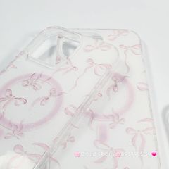 Case Ốp điện thoại iPhone Magsafe Nền Trắng Nơ Hồng PopSocket iPhone 12/13/14/15/16/Pro/Promax