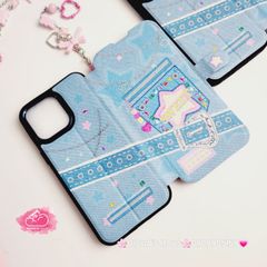Case Ốp điện thoại iPhone Bao Da Jeans Sweet Kèm Charm iPhone 11/12/13/14/15/Pro/Promax