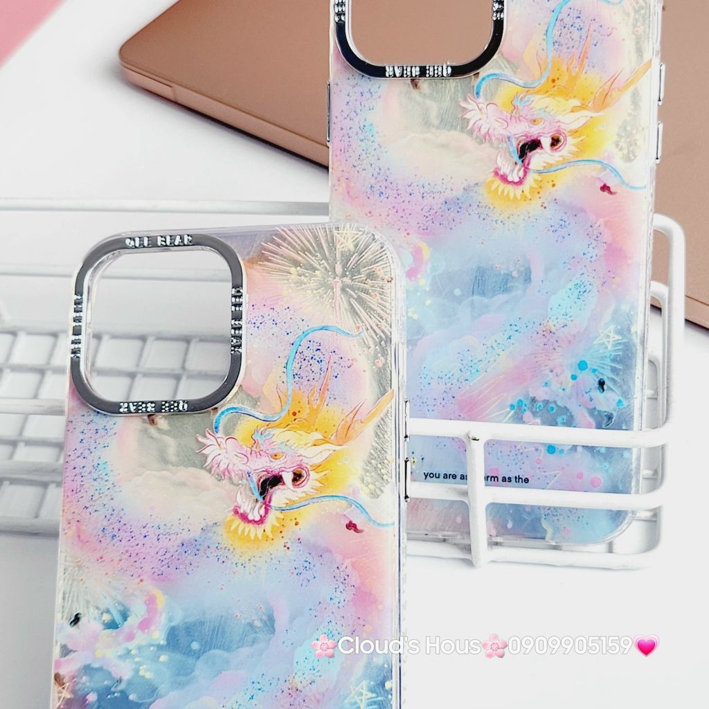 Case Ốp điện thoại iPhone Rồng Hologram viền camera titan iPhone 11/12/13/14/15/Pro/Promax - TẾT
