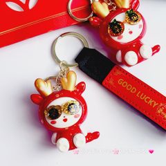 Móc Khóa Đeo Kính Cosplay Lân Rồng Đỏ Tết Good Lucky - TẾT