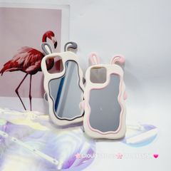 Case Ốp điện thoại iPhone Su dẻo Tai Thỏ Gợn Sóng Lưng Gương iPhone 6P/7P/8P/X/Xs/XSMax/11/12/13/14/15/Pro/Promax