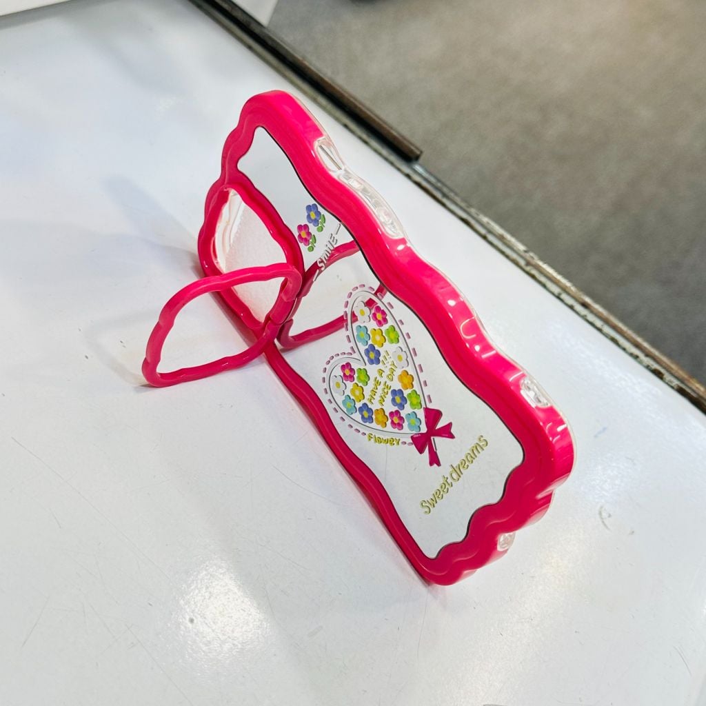 Case Ốp điện thoại iPhone Chống Dựng Viền Gợn Sóng Lưng Gương iPhone 12/13/Pro/Promax