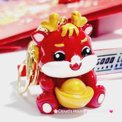 Móc Khóa Rồng Cầm Thỏi Vàng TẾT - Dây Good Luck