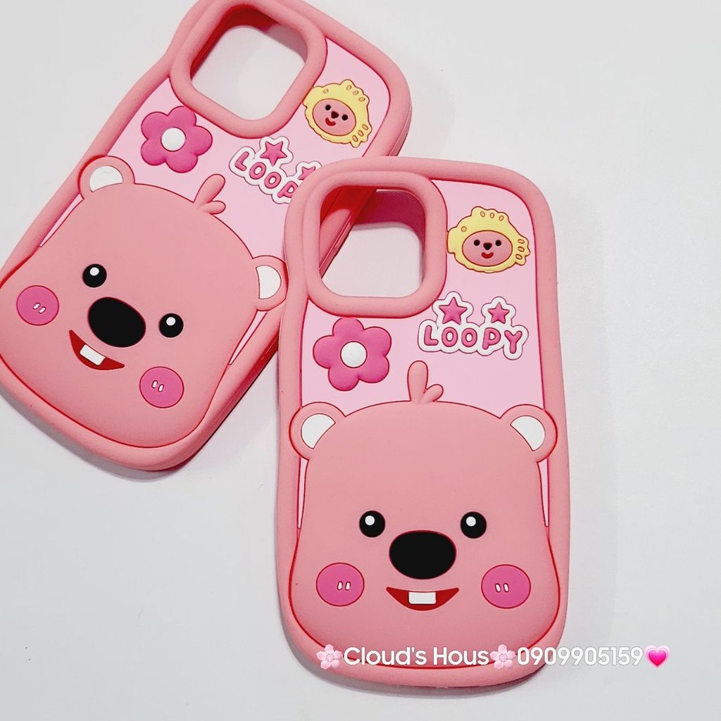Case Ốp điện thoại iPhone Su dẻo Loopy Nền Hồng Viền Gợn Sóng iPhone 11/12/13/14/15/Pro/Promax