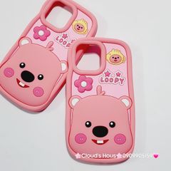 Case Ốp điện thoại iPhone Su dẻo Loopy Nền Hồng Viền Gợn Sóng iPhone 11/12/13/14/15/Pro/Promax