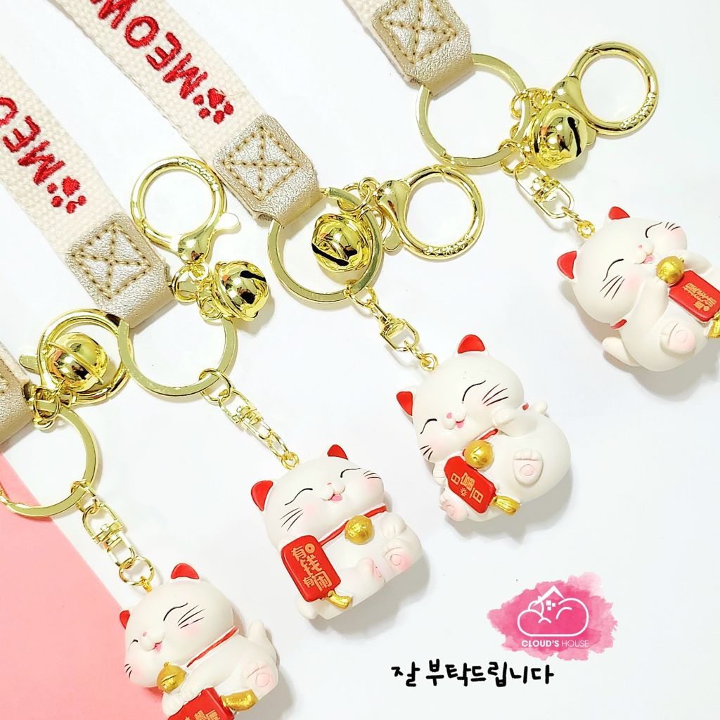 Móc khoá Mèo May Mắn Mập Ú Meow - Dây vải - TẾT