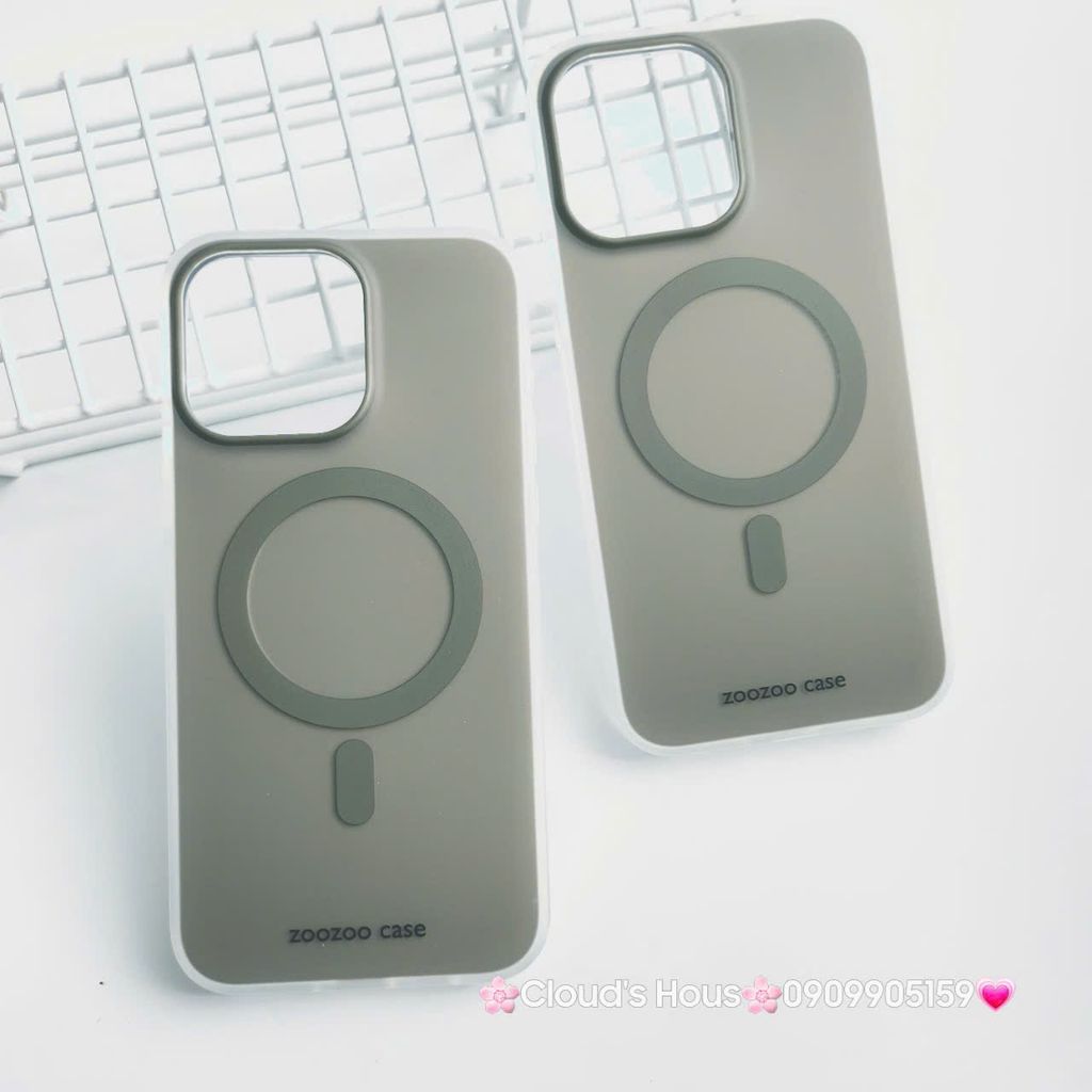 Case Ốp điện thoại iPhone Trong Nhám Magsafe Xanh rêu Zoozoo Case iPhone 12/13/14/15/Pro/Promax