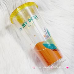 Ly Nước Thủy Tinh Trái Cây Kèm Ống Hút