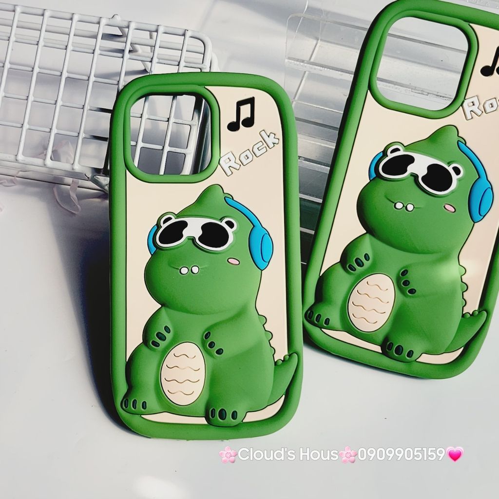 Case Ốp điện thoại iPhone Su dẻo Khủng Long Rock Kèm Dây đeo điện thoại iPhone 11/12/13/14/Pro/Promax