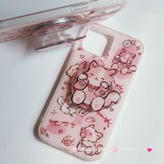 Case Ốp điện thoại iPhone Mèo Hồng May Mắn Kèm Popsocket Magsafe Nam Châm iPhone 11/12/13/14/15/Pro/Promax