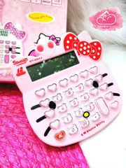 Máy Tính Hello Kitty Màu Hồng Nhạt Nơ Đỏ Chấm Bi Mặt Tròn Mũi Heo Số bóng