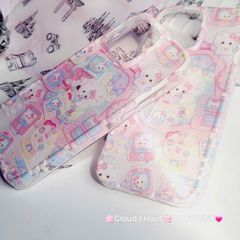Case Ốp điện thoại iPhone Hello Kitty Nền Trắng Hồng iPhone 12/13/14/15/Pro/Promax