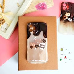 Case Ốp điện thoại iPhone CHỐNG SHOCK ICON 3D NỔI CÀ PHÊ nâu Chất phao Viền gợn sóng iPhone 11/12/13/14/Plus/Pro/Promax
