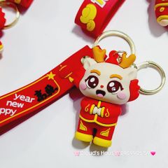 Móc Khóa Rồng Vàng Áo Đỏ Chúc TẾT Happy New Year
