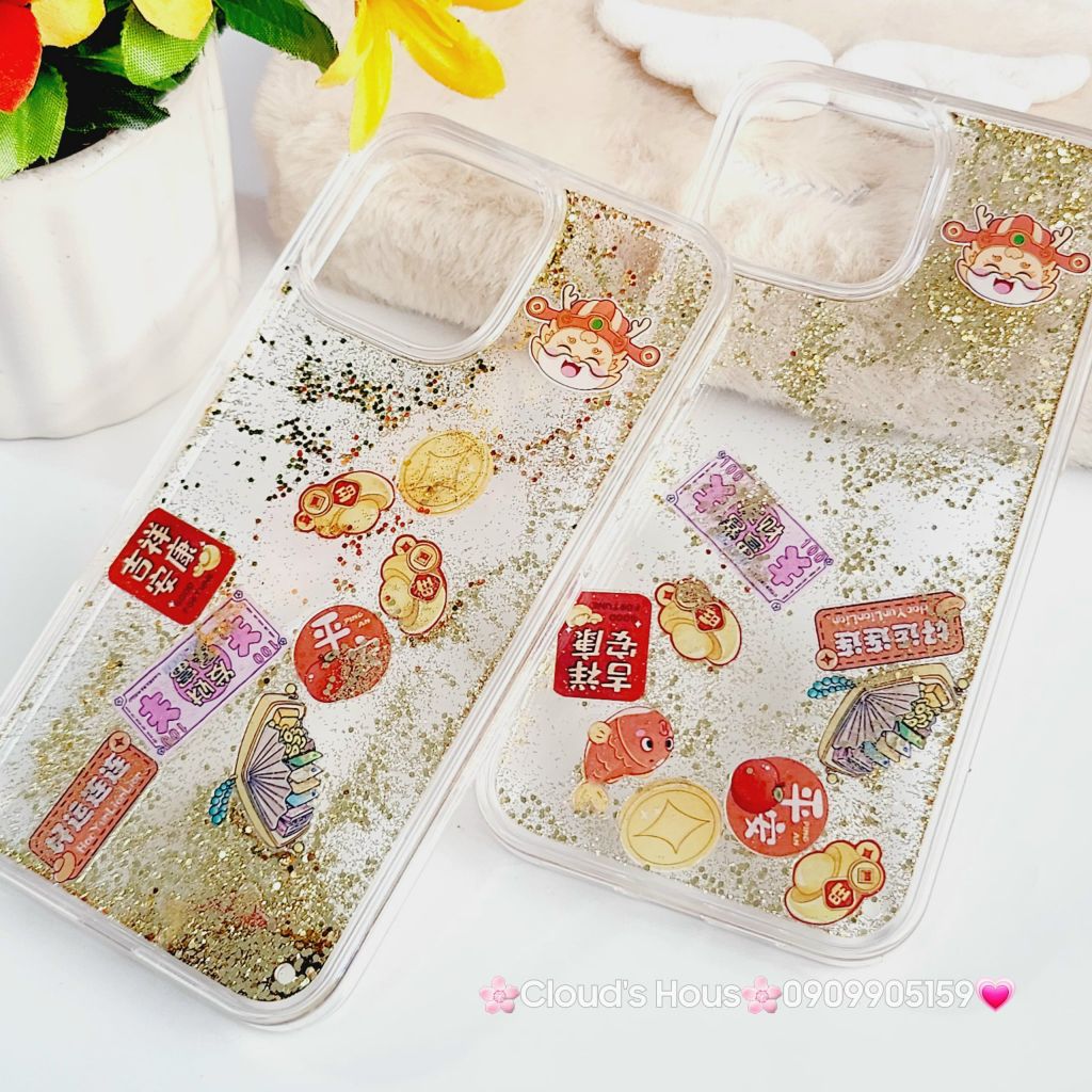 Case Ốp điện thoại iPhone Trong Bling nước icon Tết iPhone 11/12/13/14/15/Pro/Promax - TẾT