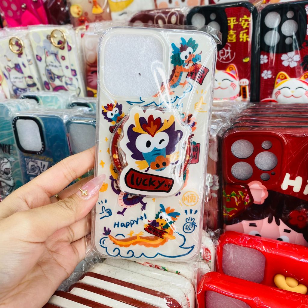 Case Ốp điện thoại iPhone Rồng Magsafe kèm Popsocket iPhone 11/12/13/14/15/Pro/Promax - TẾT