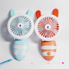 Quạt Cầm Tay Mini Thân Sọc Tai Gấu Tai Thỏ Tai Mèo