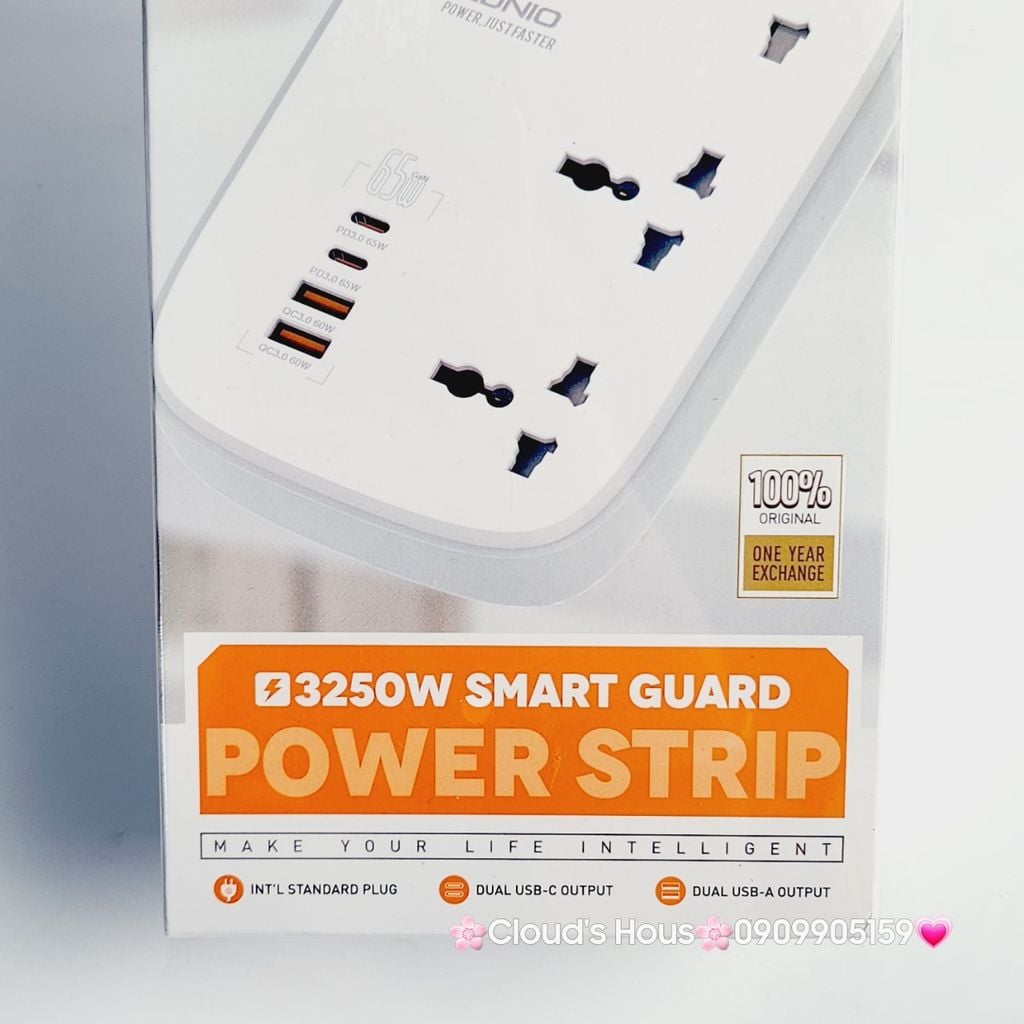 Ổ CẮM Chính hãng LDNIO 65W SC3416 EU Sạc Đa Năng Nối Dài 3250W Siêu Ổ Cắm Với USB C Sạc Nhanh PD65W MAX & QC 3.0 (màu trắng)