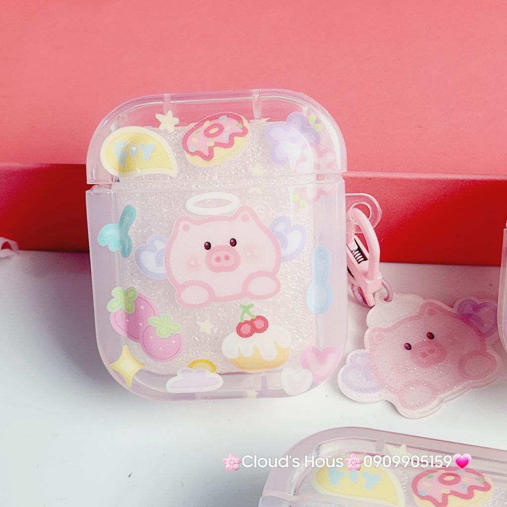 Cover Case Vỏ bảo vệ Airpod Heo hồng thiên thần phao trong Airpod 1/2/3/Pro/Pro2