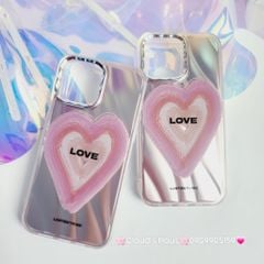 Case Ốp điện thoại iPhone Trái tim Love ánh hồng iPhone 11/12/13/14/15/Pro/Promax