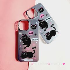 Case Ốp điện thoại iPhone Mèo Đen Kitten Nhám Hologram ánh bạc iPhone 11/12/13/14/15/Pro/Promax