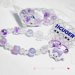 Vòng charm đeo tay hoạt hình kute Thỏ Tai Dài Nơ Tím