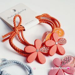 Đồ cột tóc dây thun Charm Hoa nhiều màu, Charm Lv  (cặp)