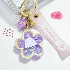 Móc khóa Nước Bling Bling Bông Hoa Thỏ