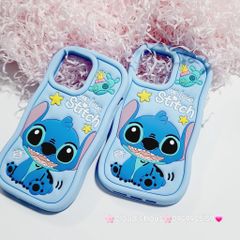Case Ốp điện thoại iPhone Stitch xanh Su dẻo 3D Nổi iPhone 11/12/13/14/15/Plus/Pro/Promax