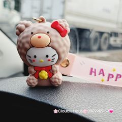 Móc khóa Gấu và Thỏ đầu xù Happy