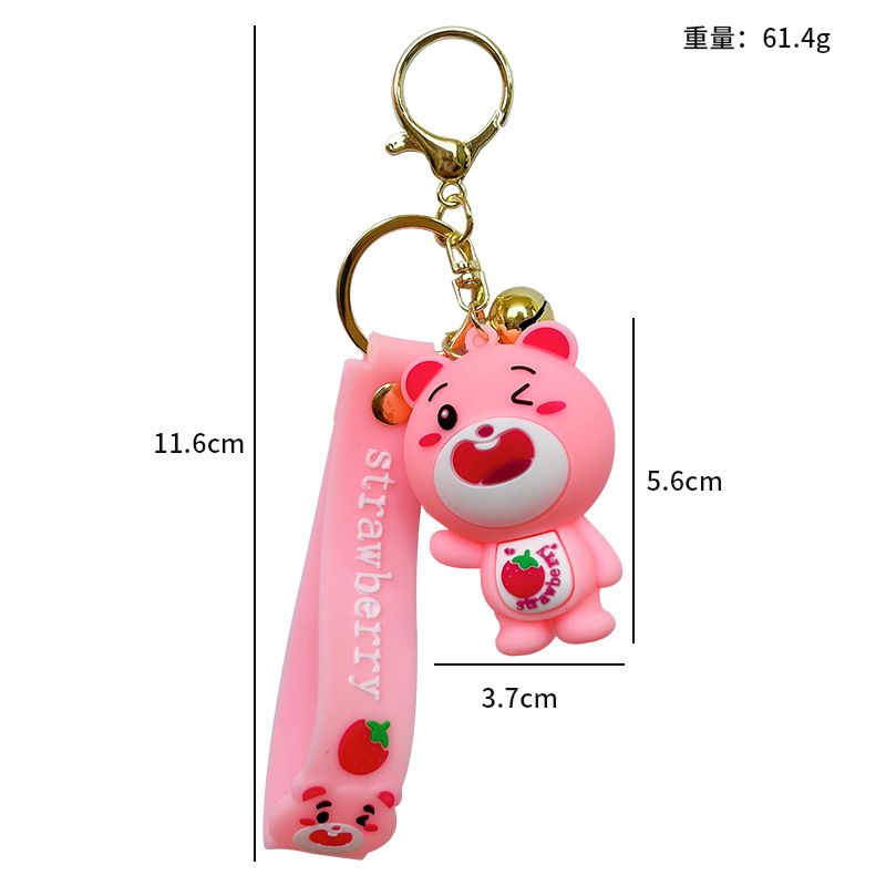 MÓC KHÓA GẤU DÂU LOTSO Đầu To Cute Đáng Yêu (CẦM GẬY)
