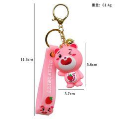 MÓC KHÓA GẤU DÂU LOTSO Đầu To Cute Đáng Yêu (CẦM GẬY)