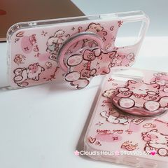 Case Ốp điện thoại iPhone Mèo Hồng May Mắn Kèm Popsocket Magsafe Nam Châm iPhone 11/12/13/14/15/Pro/Promax