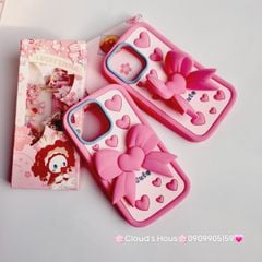 Case Ốp điện thoại iPhone Su dẻo Nơ Chống Dựng Trái tim iPhone 6P/7P/8P/X/Xs/XSMax/11/12/13/14/15/Pro/Promax