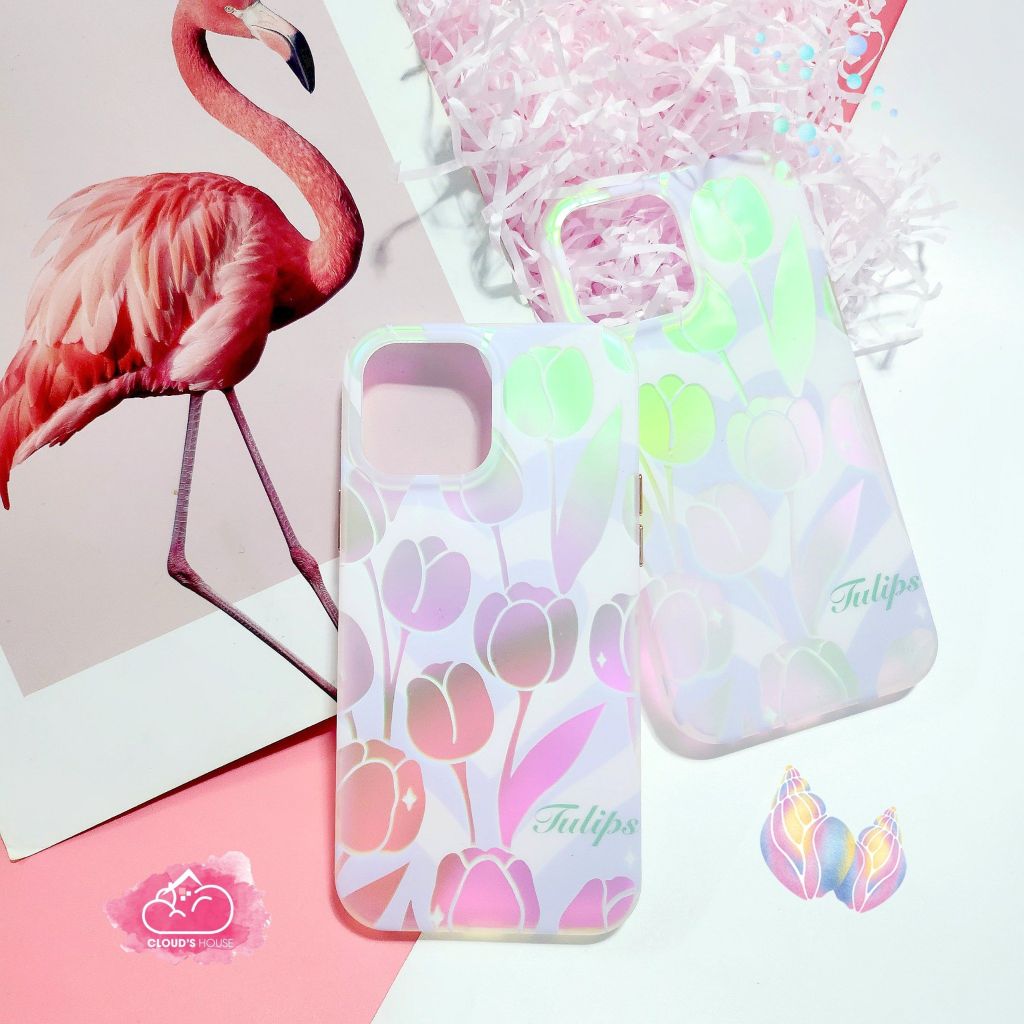 Case Ốp điện thoại iPhone Hoa Tulip Hologram iPhone 11/12/13/14/Pro/Promax