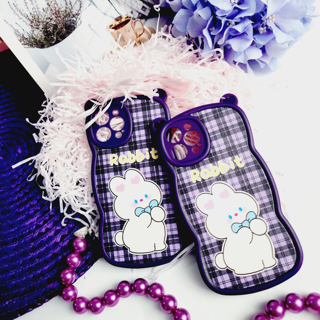 CASE IPHONE NHÁM DA TAI GẤU Tím  - THỎ Rabbit