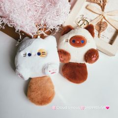 Móc Khóa Gấu Bông Mèo Bông Dễ Thương Squeaker Có Tiếng