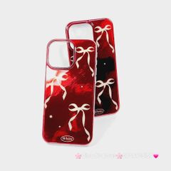 Case Ốp điện thoại iPhone Nơ Trắng Nền Đỏ White iPhone 12/13/14/15/16/Pro/Promax